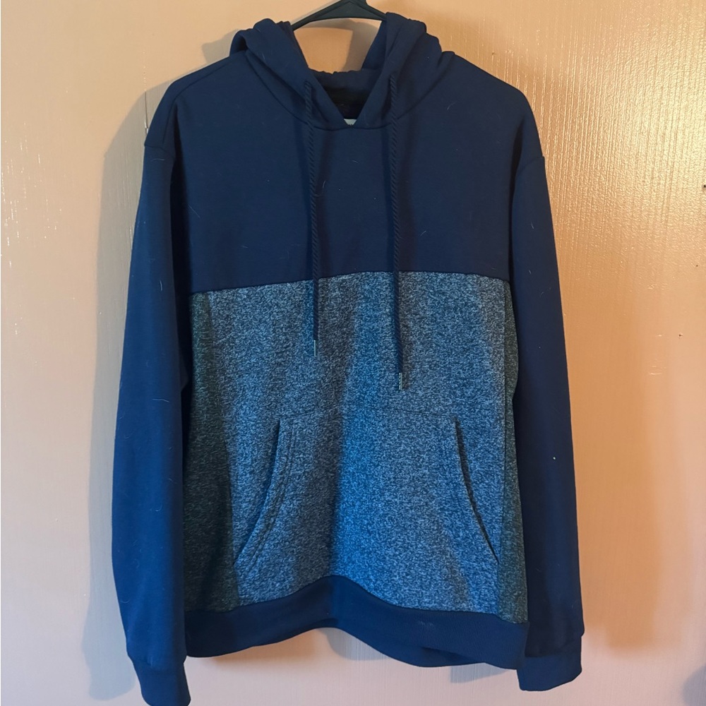 Smith & Wills Two-Tone Blue Pullover Hoodie | Size Large